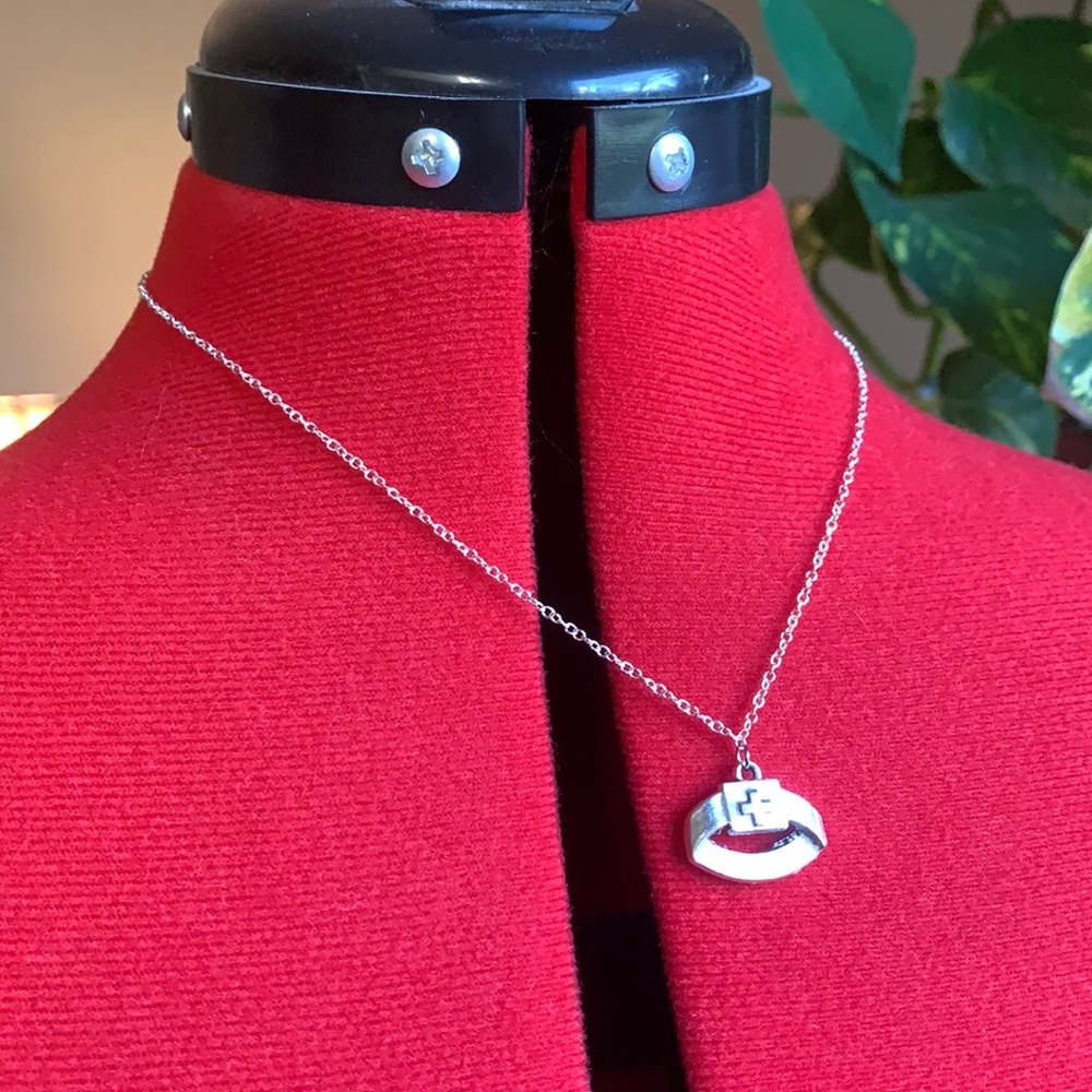 Vintage Nurse Hat / First Aid Necklace 925 Silver